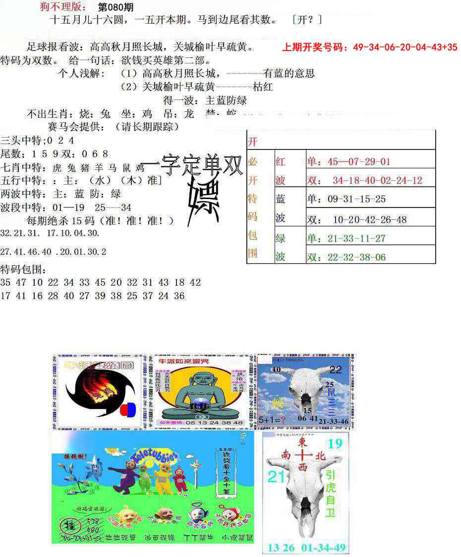 080期狗不理特码报[图]