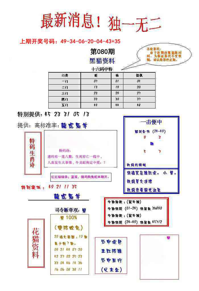 080期独一无二[图]
